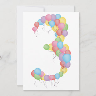 3:e födelsedagen Party-bubblor, Anpassningsbar Inb Inbjudningar