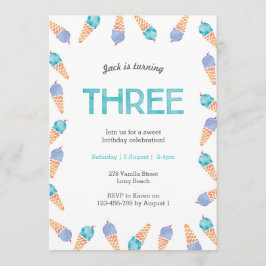 3:e födelsedagen Party | Inbjudan till glass