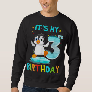 3:e födelsedagen Penguin Birthday 3 År Lång Ärmad Tröja