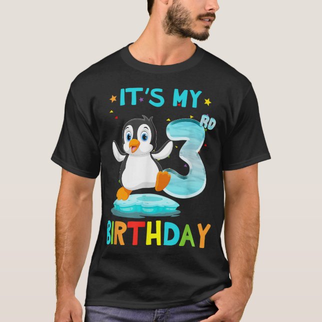 3:e födelsedagen Penguin Birthday 3 År T Shirt (Framsida)