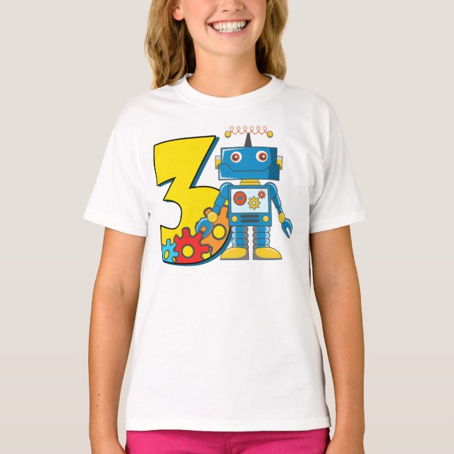 3:e födelsedagen Robot Sweatshirt T Shirt (Framsida)