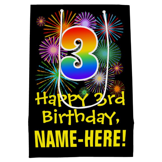 3:e födelsedagen: Roligt Fireworks Mönster + regnb (Baksidan)