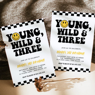 3:e födelsedagen Smiley face Bolt, Young, Vild och Inbjudningar