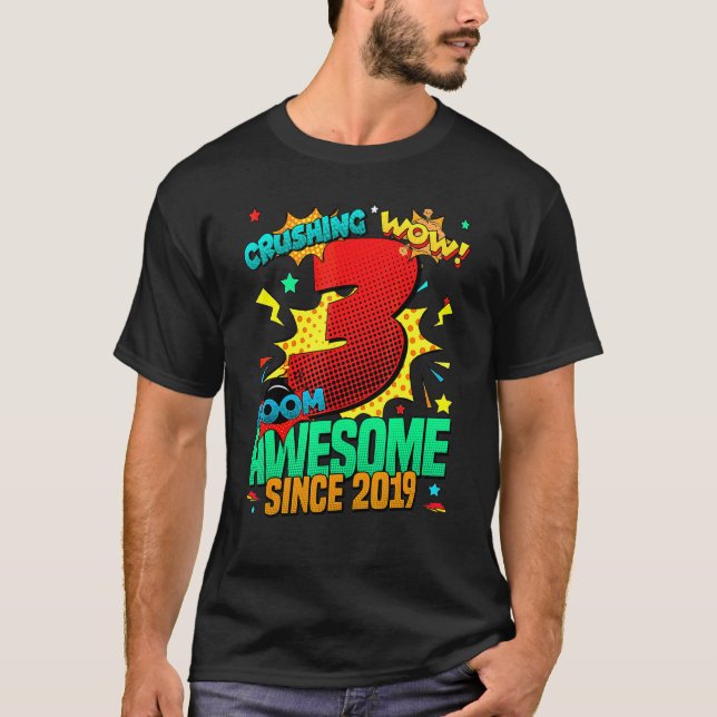 3:e födelsedagen Tecknaden Stil Fantastisk sedan 2 T Shirt (Framsida)