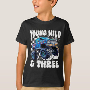 3:e födelsedags monstertruck Ung Vild Och Tre 3 T Shirt