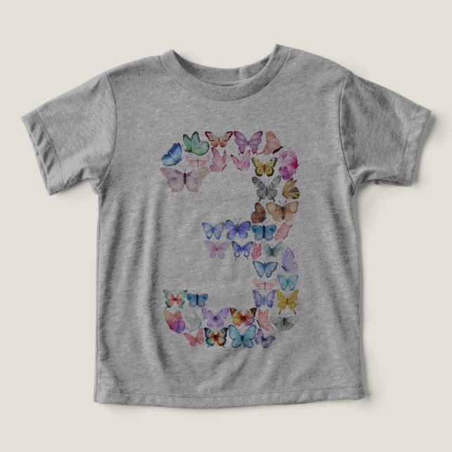 3:e födelsedagsfjäril, 3 års gamla flickor t shirt (Design Framsida)
