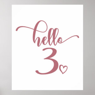 3:e födelsedagsknapparna Hej 3:e cute 3-årsåldern Poster
