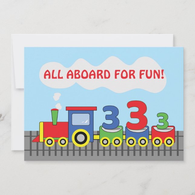 3:e födelsedagspartiets inbjudan Tåg personalize (Framsida)