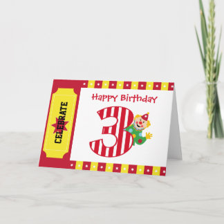 3:e födelsedagspresent Circus-clown-kort Kort