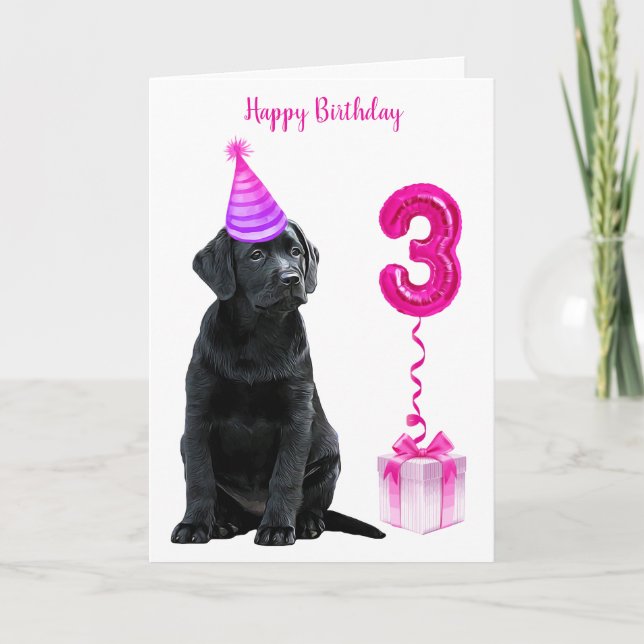 3:e födelsedagstäckande tema - Cute Hund Girl Girl Kort (Framsida)