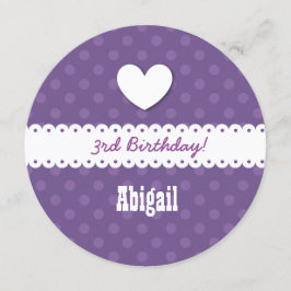 3:e födelsedagstjudet Heart och Scalloped Ribbon B Inbjudningar