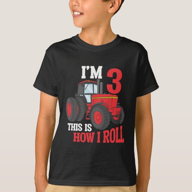 3:e födelsedagstraktorn som älskar Kid 3 år gammal T Shirt (Framsida)