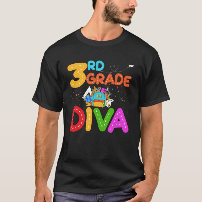 3:e Klass Diva Första skoldagen T Shirt (Framsida)