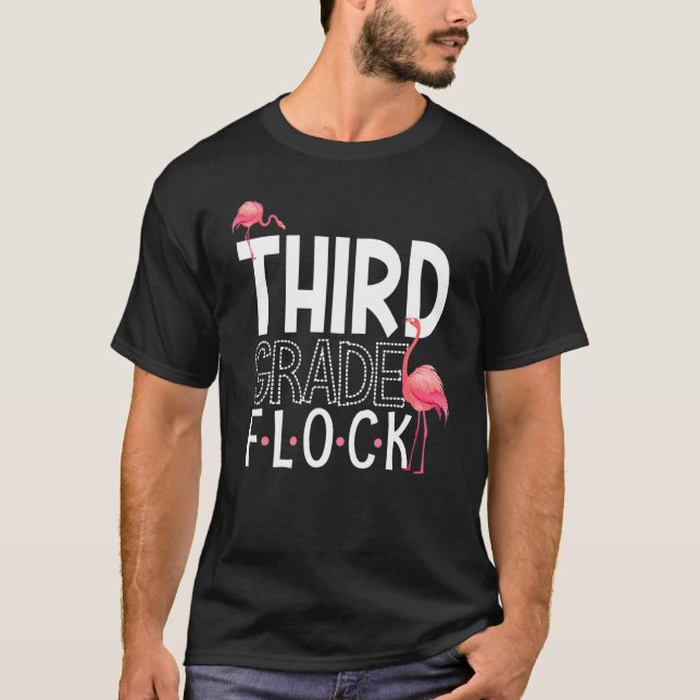 3:e Klass Flock Rosa Flamingo Squad Teacher Kid Th T Shirt (Framsida)