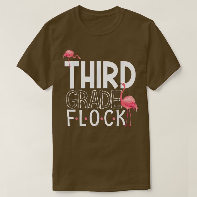 3:e Klass Flock Rosa Flamingo Squad Teacher Kid Th T Shirt (Design framsida)