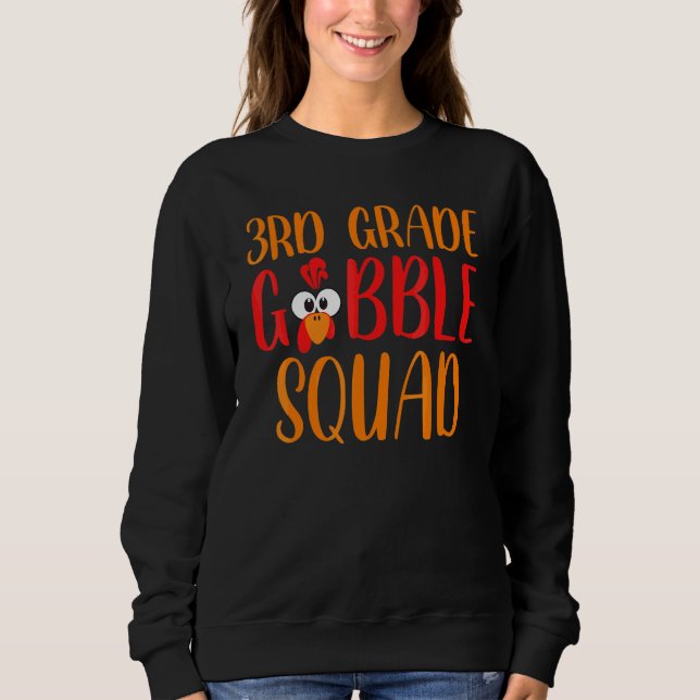 3:e klass Gobble Squad  Thanksgiving Lärare Barn T Shirt (Framsida)