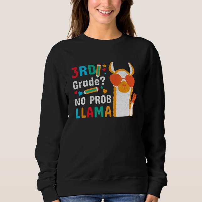 3:e klass Ingen Prob Llama Söt Åter till skolan T Shirt (Framsida)