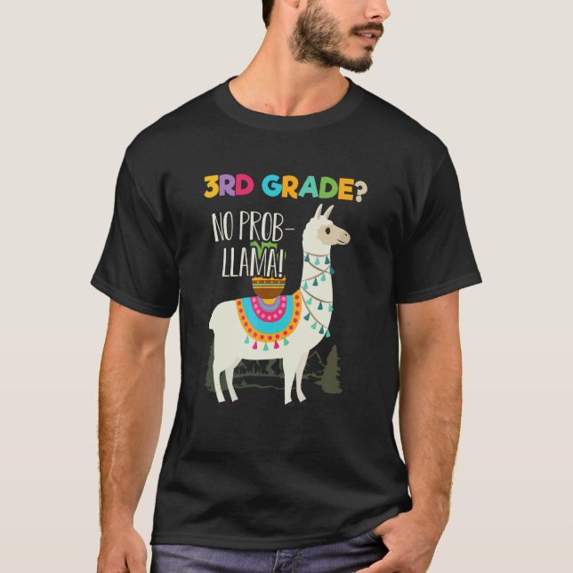 3:e klass Ingen Prob Llama tillbaka till skolan T Shirt (Framsida)