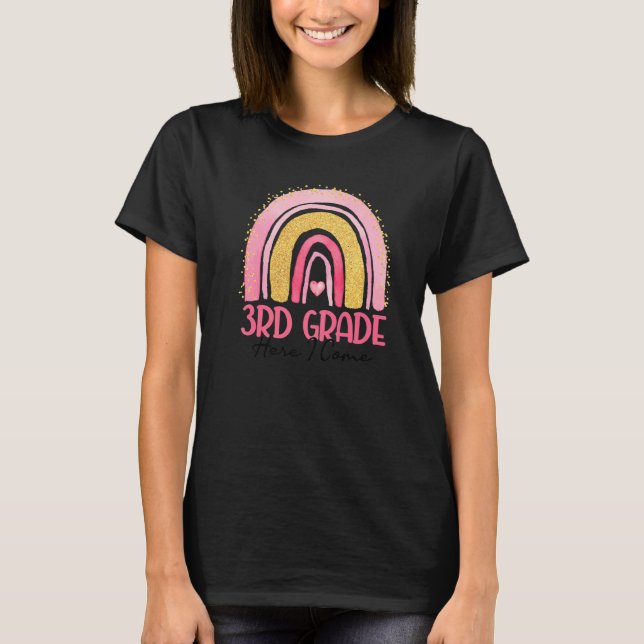 3:e klass jag kommer regnbåge vattenfärg tillbaka  t shirt (Framsida)