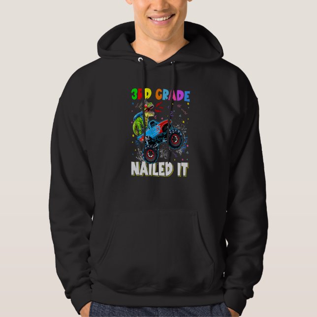 3:e Klass, Nail It Dinosaur Rex Monster Lastbil Gr Hoodie (Framsida)