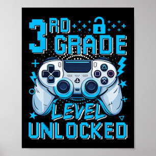 3:e klass nivå upplåst videospel första dagen pojk poster
