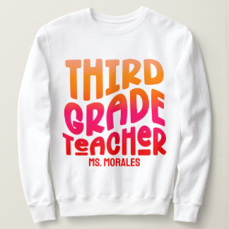 3:e Klass-Orangen Lärare Red Ombre Text Design T Shirt