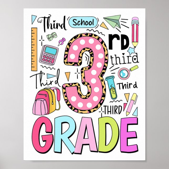 3:e klass söta typografi prickar tillbaka till sko poster (Framsidan)