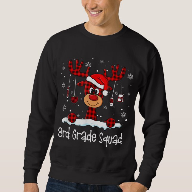 3:e Klass Squad Play Reindeer Santa Hat Teacher C Lång Ärmad Tröja (Framsida)