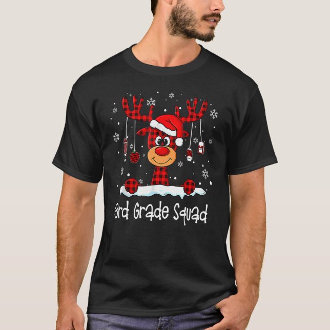 3:e Klass Squad Play Reindeer Santa Hat Teacher C T Shirt (Framsida)