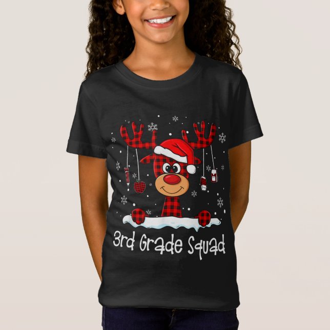 3:e Klass Squad Play Reindeer Santa Hat Teacher C T Shirt (Framsida)