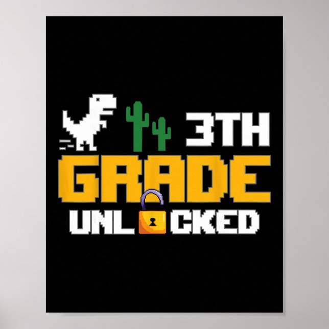 3:e klass Upplåst Dinosaurie Roligt TV-spel Ck Til Poster (Framsidan)