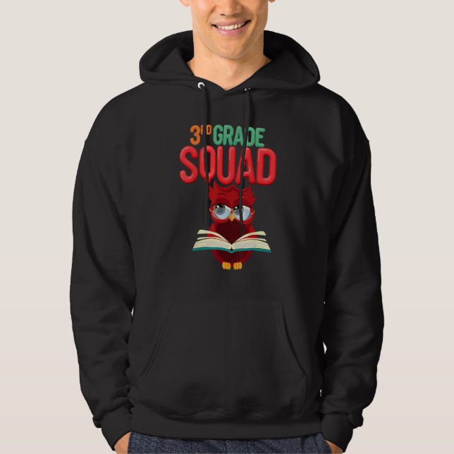 3:e klassens squad uggla Tredje klass lärare Rolig Hoodie (Framsida)