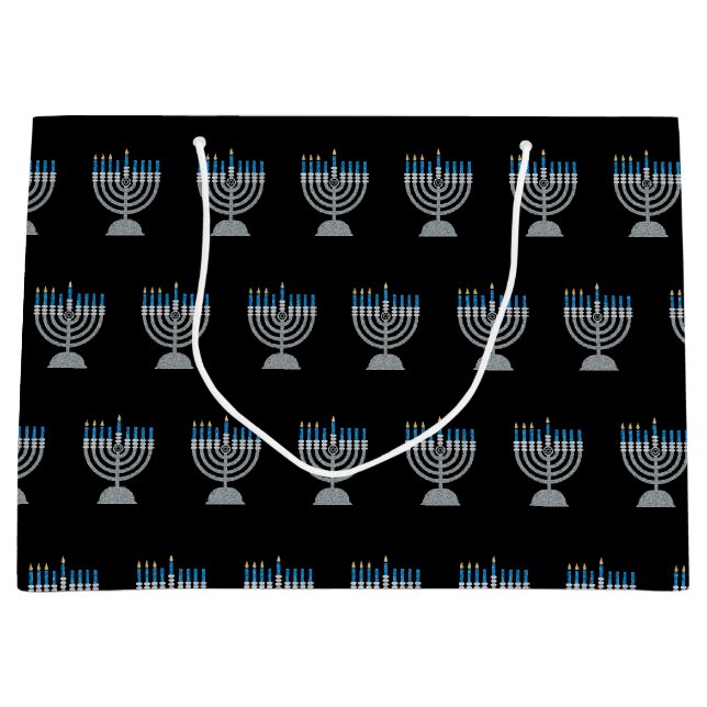 3:e natten på Hanukkah Glitter Large Gift Bag (Framsidan)