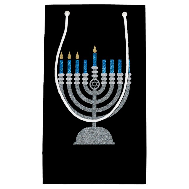 3:e natten på Hanukkah Glitter Small Gift Bag (Framsidan)