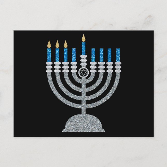 3:e natten på Hanukkah Glitter vykort (Framsida)