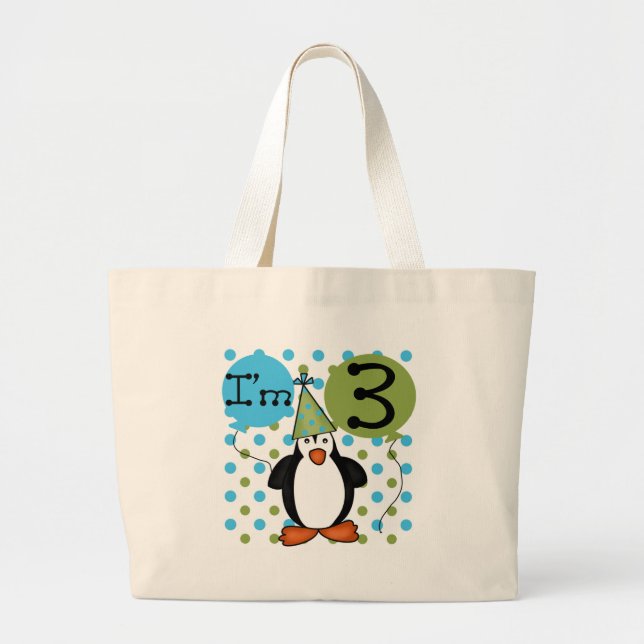 3:e Penguin Birthday Tshirts och Gifts Jumbo Tygkasse (Framsidan)