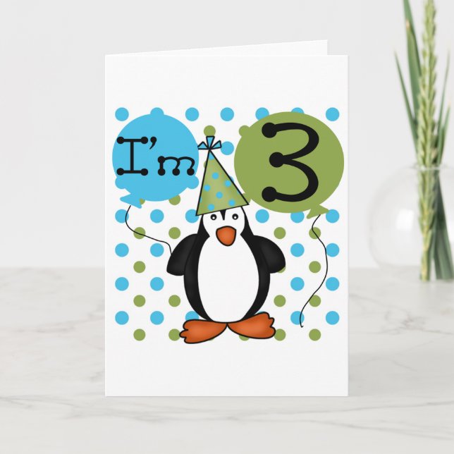 3:e Penguin Birthday Tshirts och Gifts Kort (Framsida)