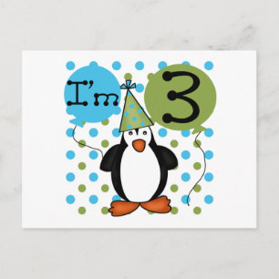3:e Penguin Birthday Tshirts och Gifts Vykort