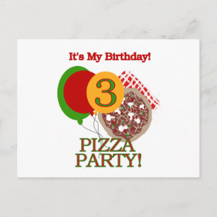 3:e Pizza Party-födelsedagskjortor och presenter Inbjudan Vykort