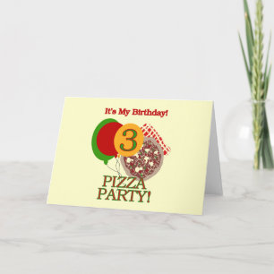 3:e Pizza Party-födelsedagskjortor och presenter Kort