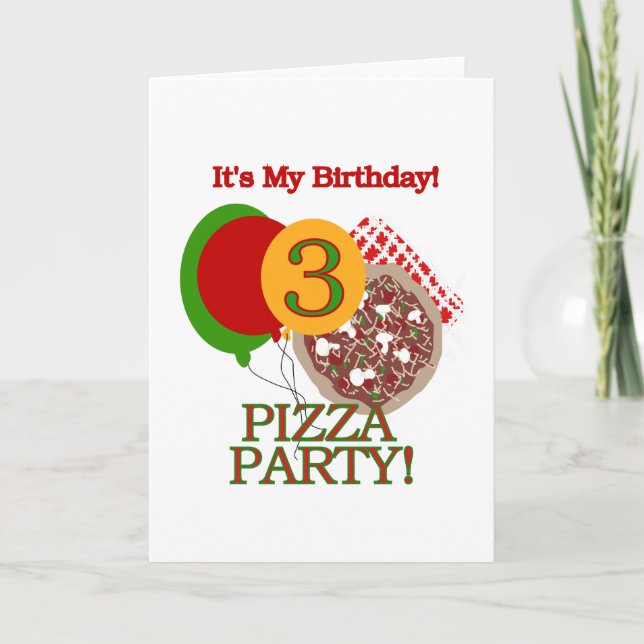 3:e Pizza Party-födelsedagskjortor och presenter Kort (Framsida)