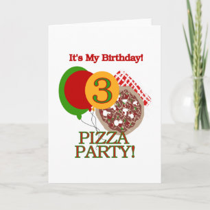 3:e Pizza Party-födelsedagskjortor och presenter Kort