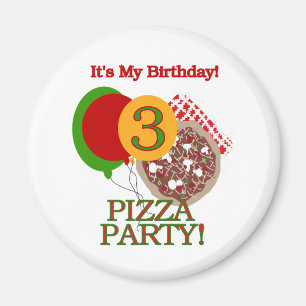 3:e Pizza Party-födelsedagskjortor och presenter Magnet