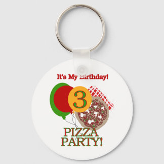 3:e Pizza Party-födelsedagskjortor och presenter Nyckelring