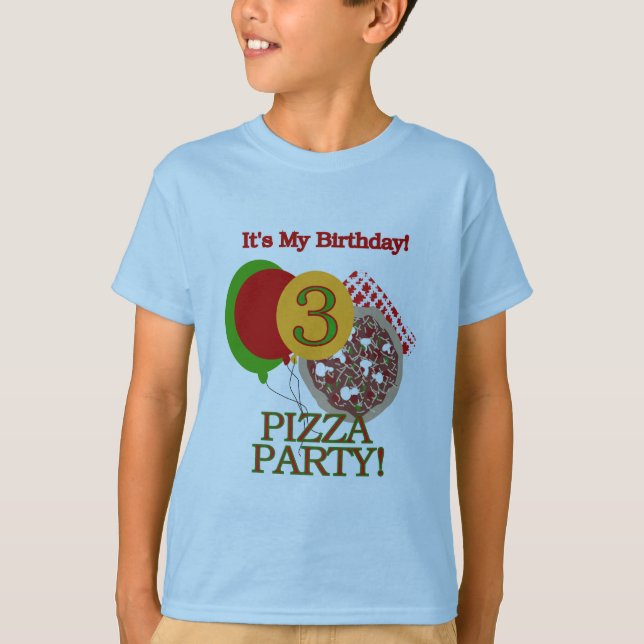 3:e Pizza Party-födelsedagskjortor och presenter T Shirt (Framsida)