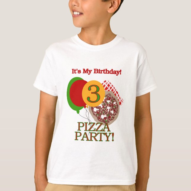3:e Pizza Party-födelsedagskjortor och presenter Tee Shirt (Framsida)