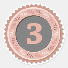3:e plats Bronsmedalj Mörk Runt Klistermärke