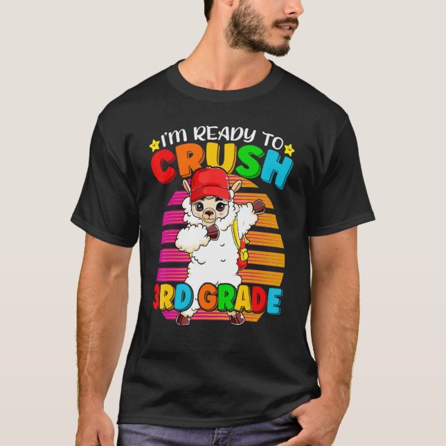 3:e ryggsäcken Klass-Dabbing Llama Back to school  T Shirt (Framsida)