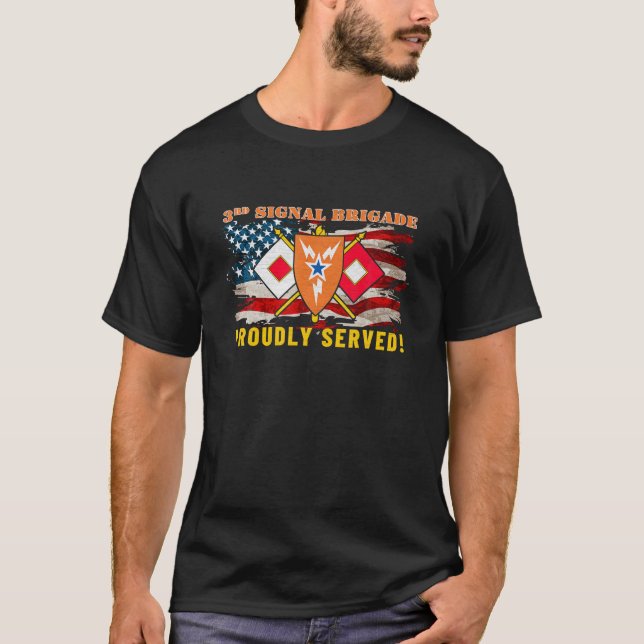 3:e signalbrigaarméns signalstyrka Amerikanska Fla T Shirt (Framsida)
