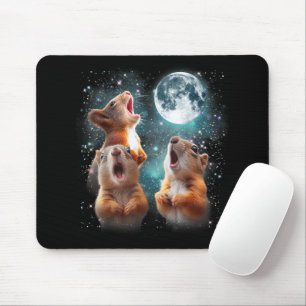 3 ekorrel Måne Howling Squirrel Head Funny Musmatta